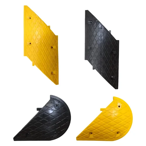 Lombada de borracha modular em peças, cor preta e amarelo
