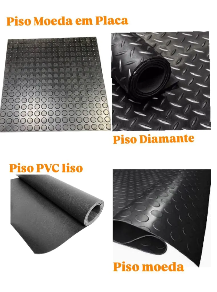 piso moeda em placa, piso diamante, piso pvc liso e piso moeda