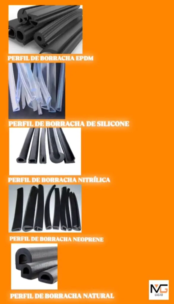 Vários tipos de perfis de borracha